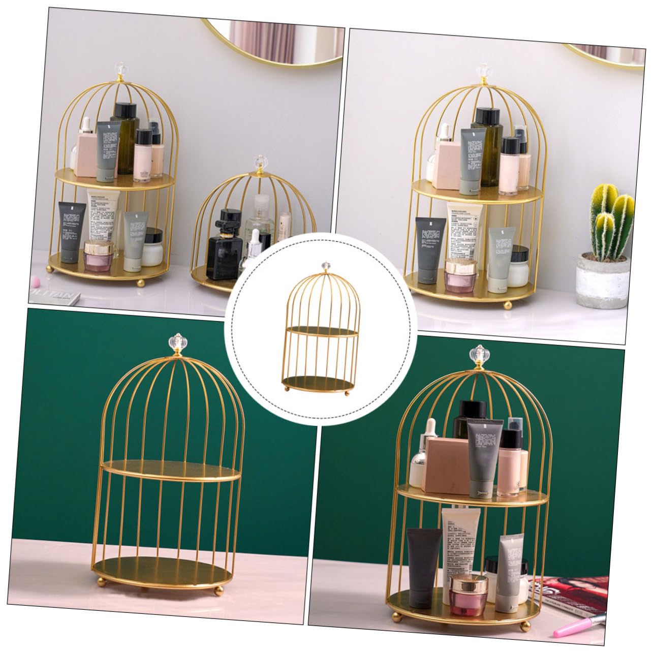 GALPADA Nordic Style Doppel Layer Kosmetikständer Badezimmer Make Up Ablage für Kosmetik und Desserts Stabiler Organizer für Hochzeit Geburtstag Weihnachten Shower
