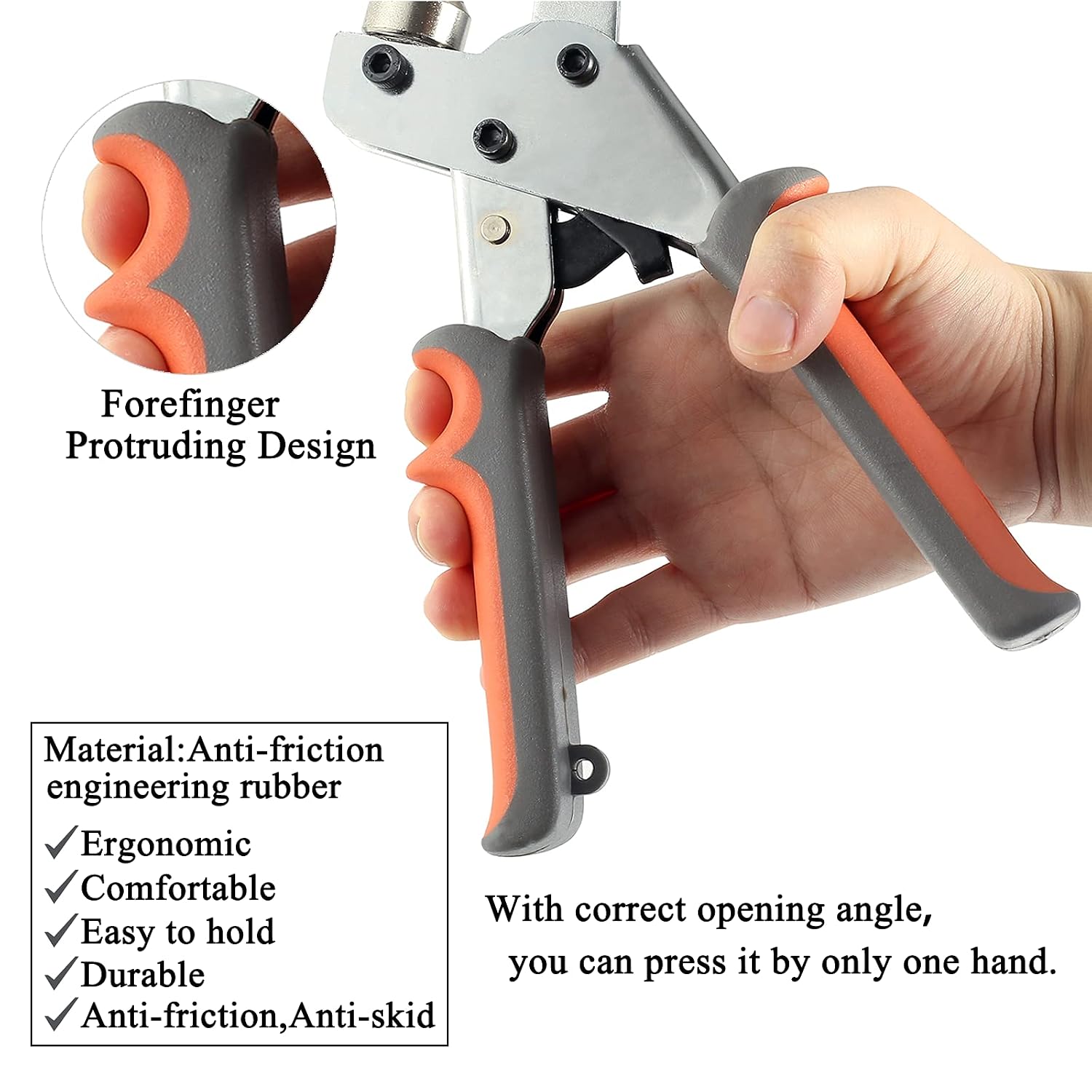 BIZOEPRO Grommet Tool Kit, 3/8 Inch Eyelet Kit Press Pliers (10mm) Punch Hole Maker Manual Handheld Machine with 500pcs Silver Grommets