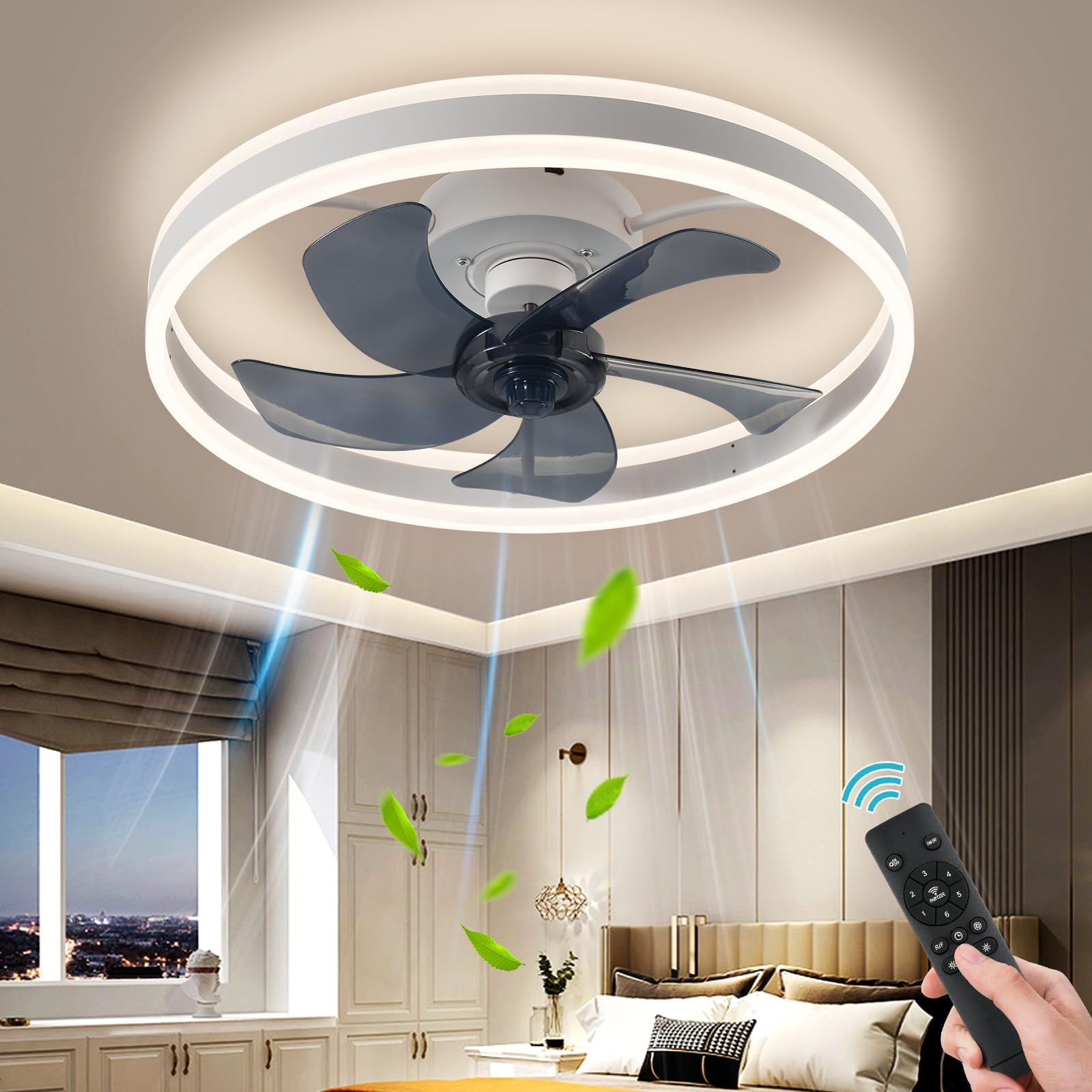 Costway 48 ceiling fan w dimmable led light remote control modern clearance