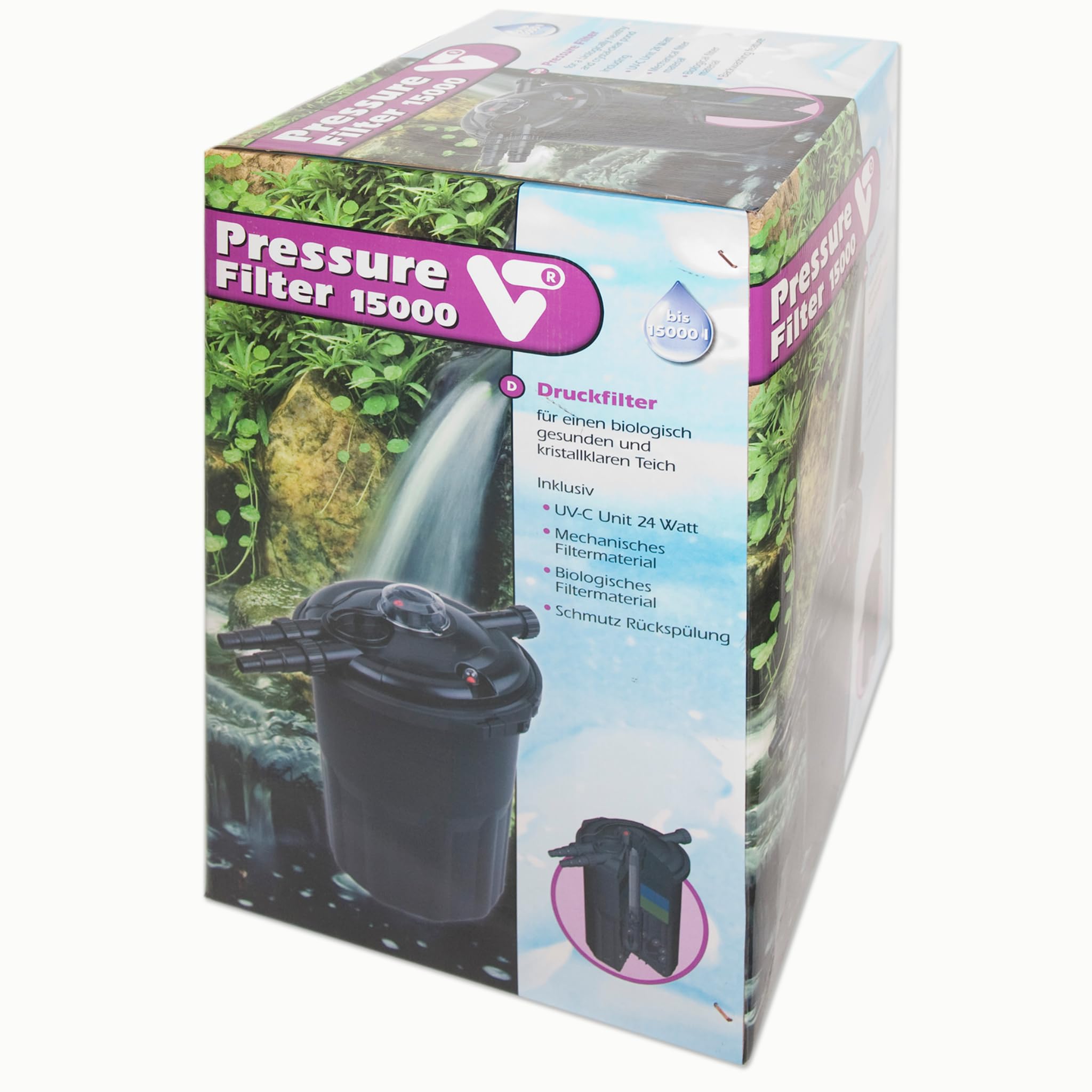 VELDA - Filtro a pressione per laghetto da giardino, acquario 6000, 9 W
