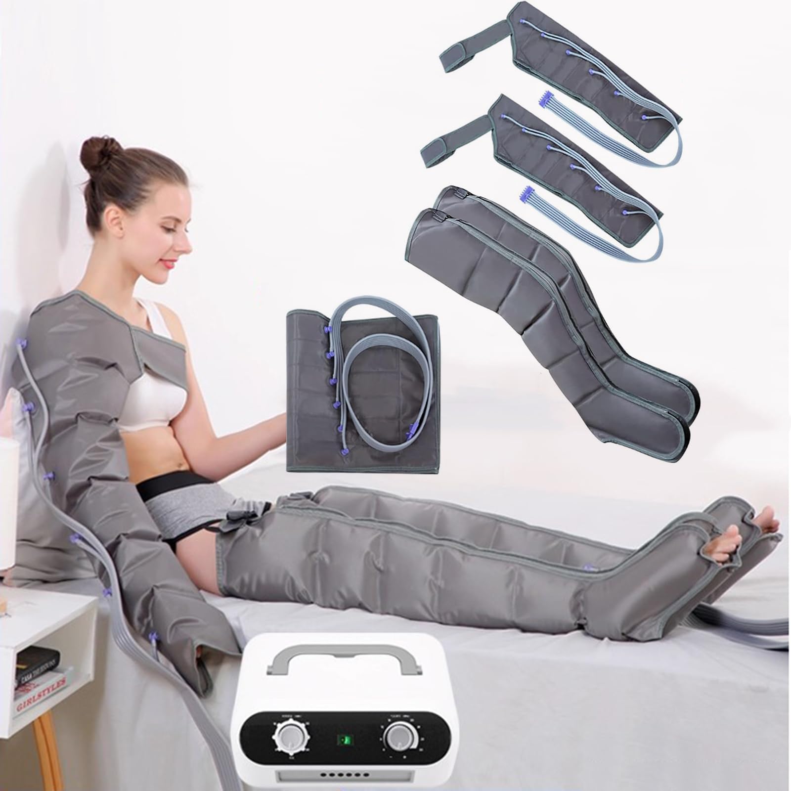 Masajeador Presoterapia Piernas, Profesional Botas Presoterapia Piernas, 6 Cavidades Presoterapias para Casa Masajeador de Pies y Pierna