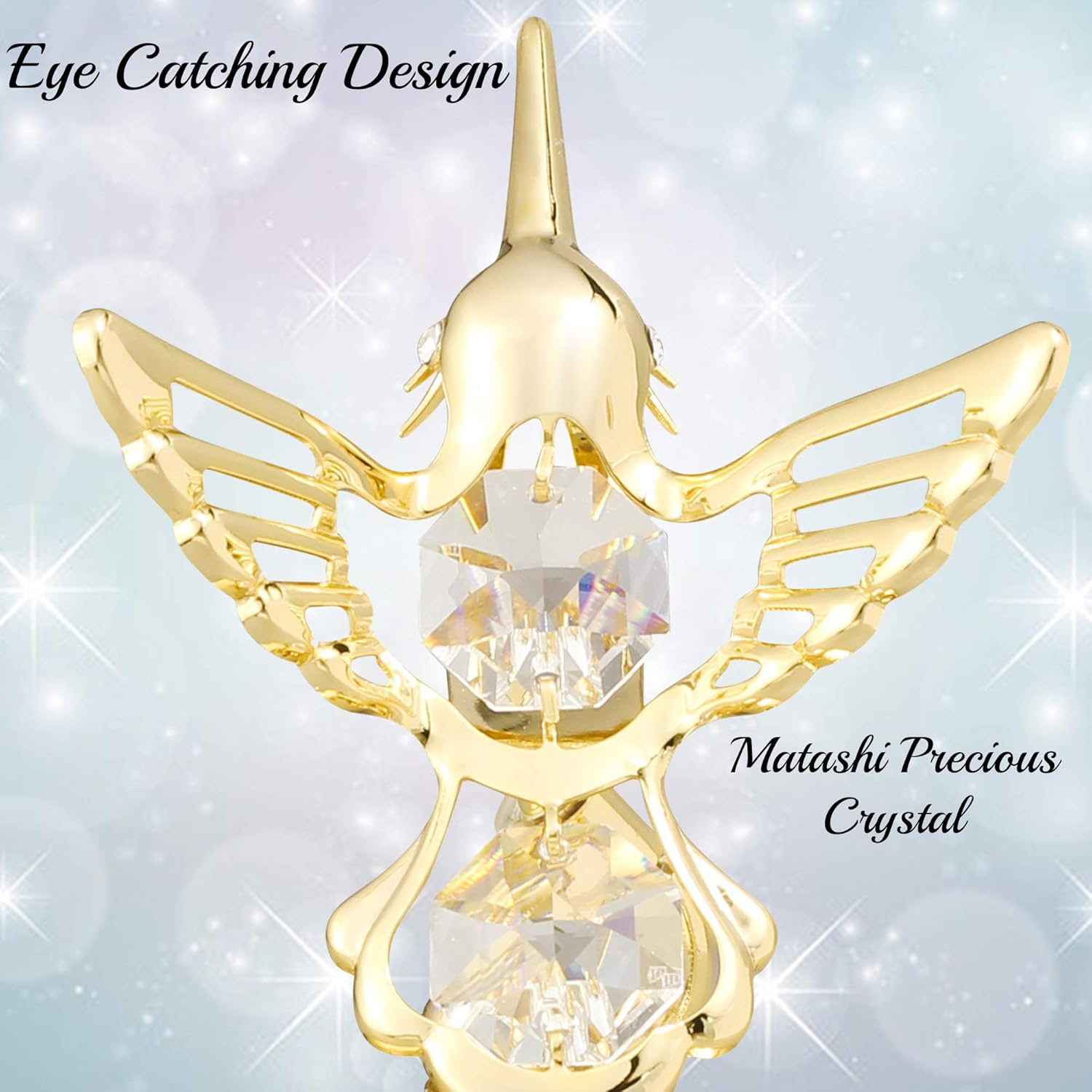 Matashi Hummingbird Music Box with 24K Gold Plated Crystal – Tabletop Showpiece Home Decor Gift for Women for Mother’s Day, Christmas, Valentine’s Day