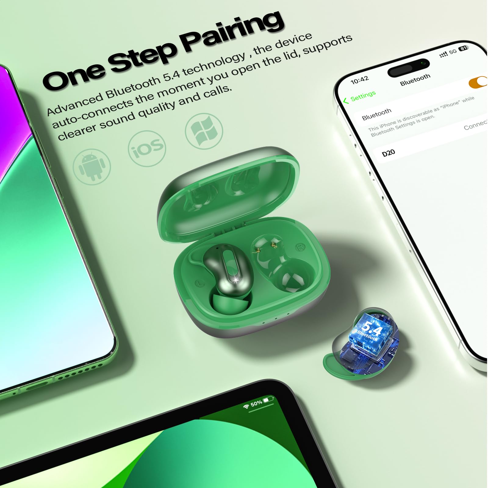 Sleep Earbuds, Mini ANC Wireless Earbuds in Ear, Bluetooth 5.4 Sleep Headphones Design for Side Sleeper, 48H Bass Stereo Earp — view 5