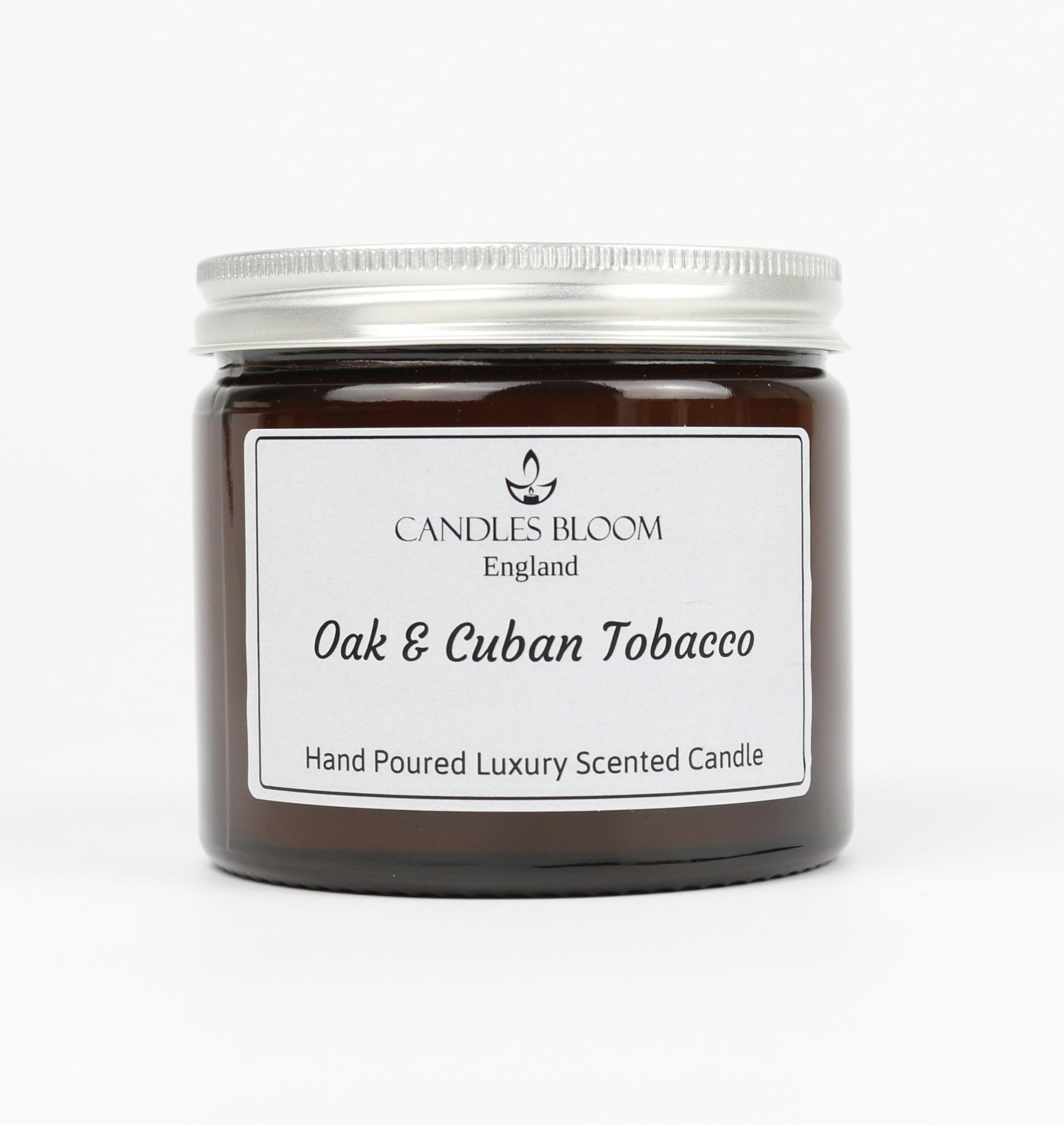 Candles Bloom Amber Oak & Cuban Tobacco 250Ml Jar Scented Candle - 45 Hour Burn Time - Eco & Vegan Friendly