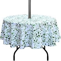 Vista 26 de Stripe Outdoor Tablecloth Water Resistant Polyester Fabric Table Cover with Zipper Umbrella Hole for Garden Patio Tabletop 60Inch Round,Black