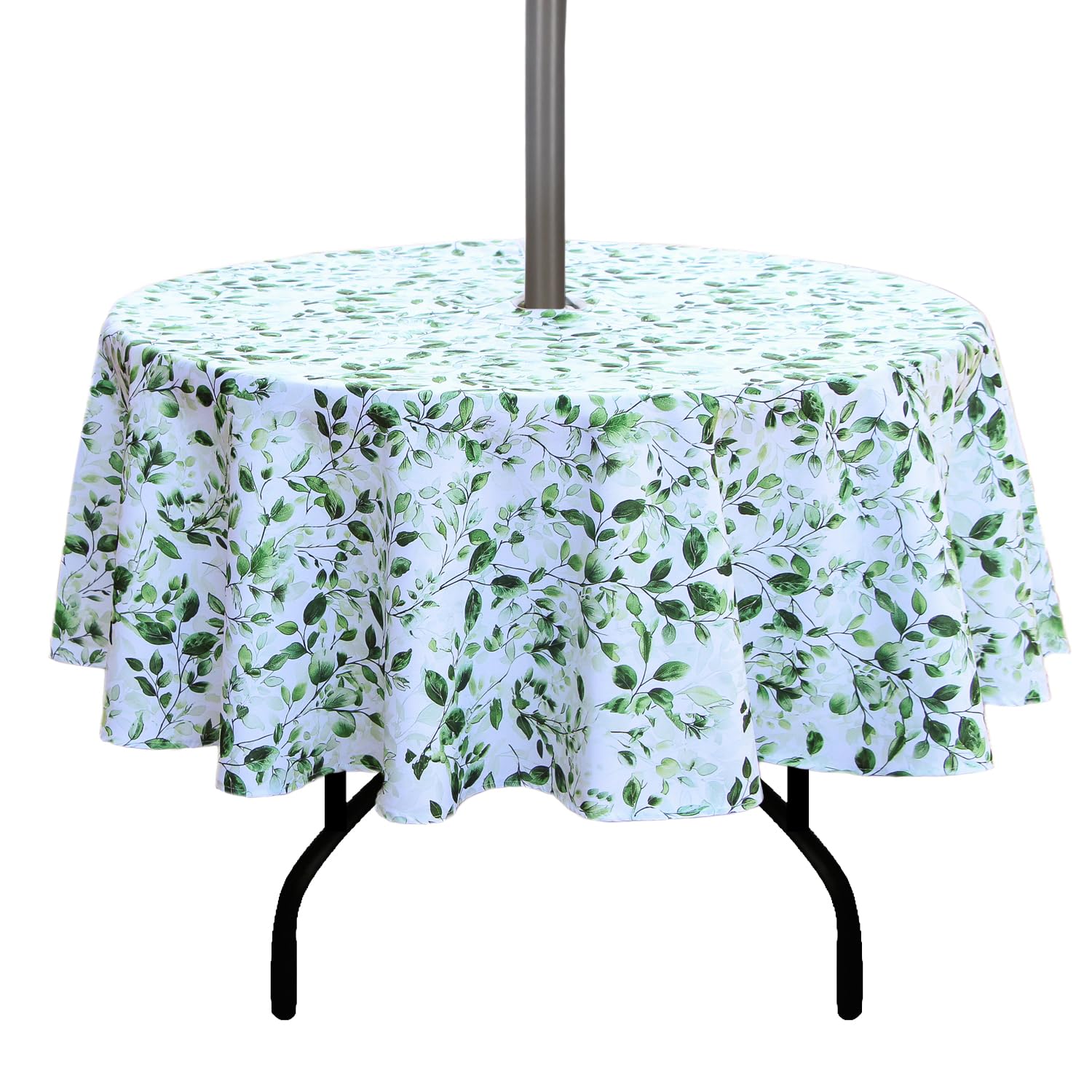 youngseahome Outdoor Tablecloth Water Resistant Polyester Fabric Summer Table Cover with Zipper Umbrella Hole for Picnic/Party/Dinner/Patio Garden (70Inch Round,Grass) โ image 1