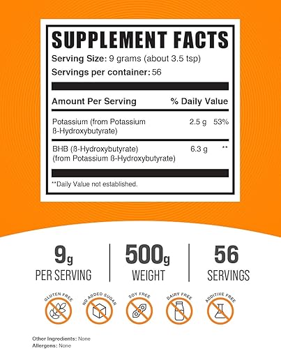 Miniatura 2 de BulkSupplements.com Polvo de potasio BHB - Polvo de beta-hidroxibutirato, suplemento BHB - Sales BHB, suplemento de electrolitos, paquete de 1 -