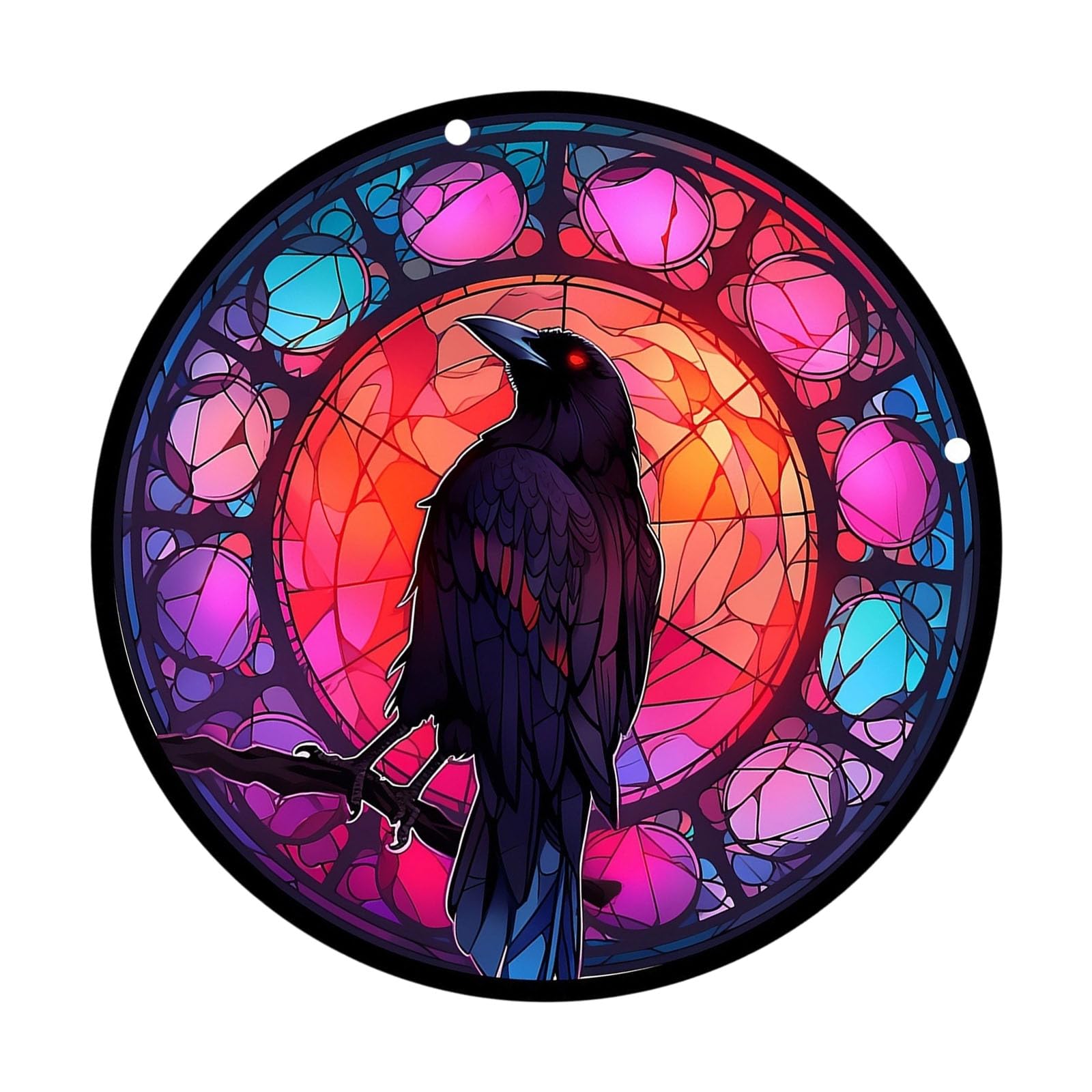 Ravens Stained Glass Window Hangings, Crow Decorations for Halloween, Bird Suncatchers for Window, Balconies, Yard, Wall Stained Glass Hangings