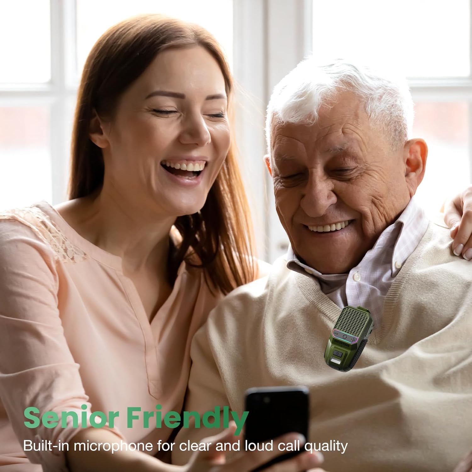 INFURTURE Wearable Bluetooth Speaker with RGB/Flashlight Clip On Speaker,Waterproof Shower Speake-Built-in Noise Reduction Mic for Hands-Free Music/Calls-for Work/Riding/Golf/Outdoor(Green) - Image 7