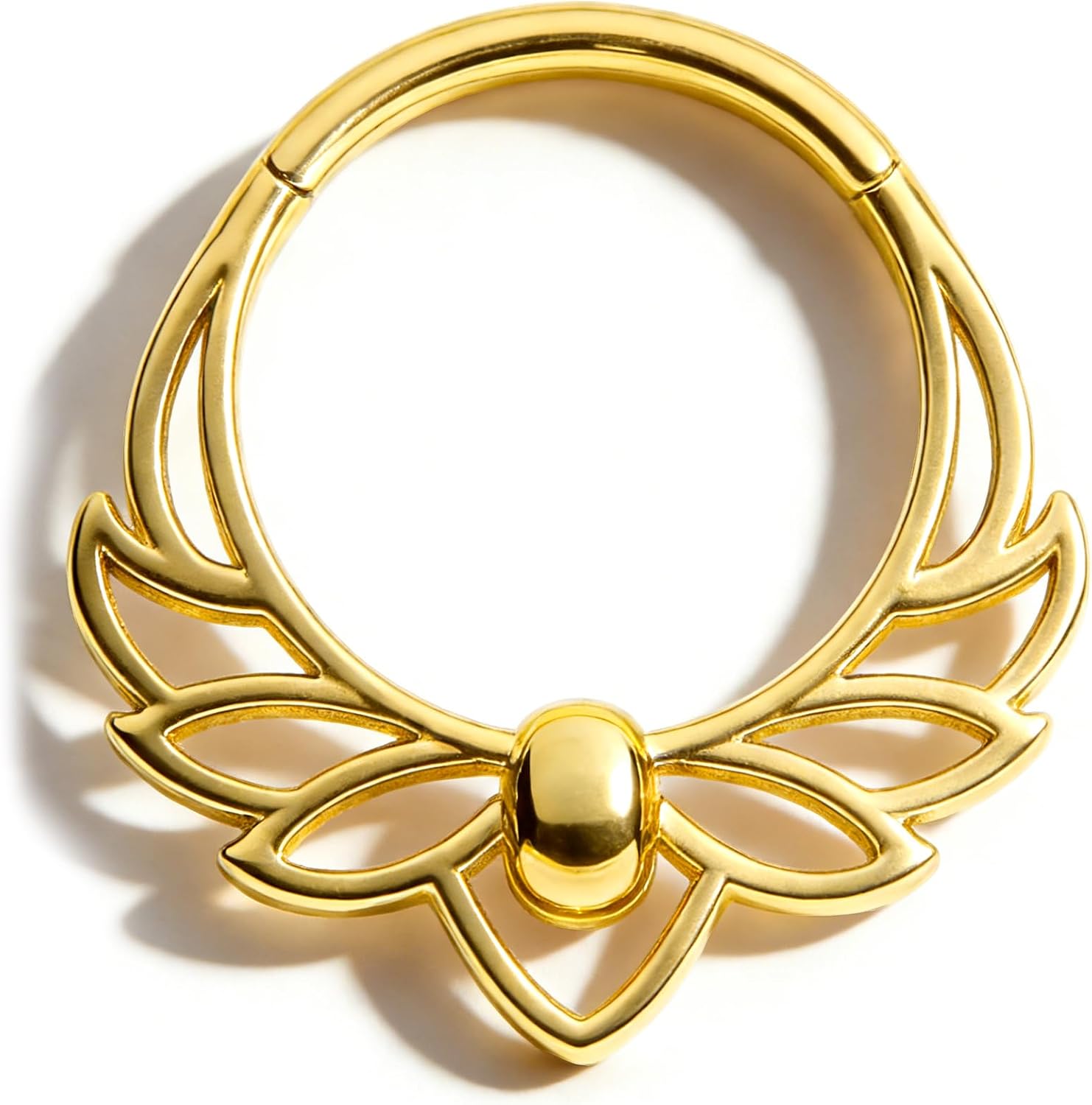 COCHARM Lotus Septum Rings 16G，316L Surgical Steel Hinged Segment Septum Nose Rings, Helix Daith Piercing Jewelry 8/10MM