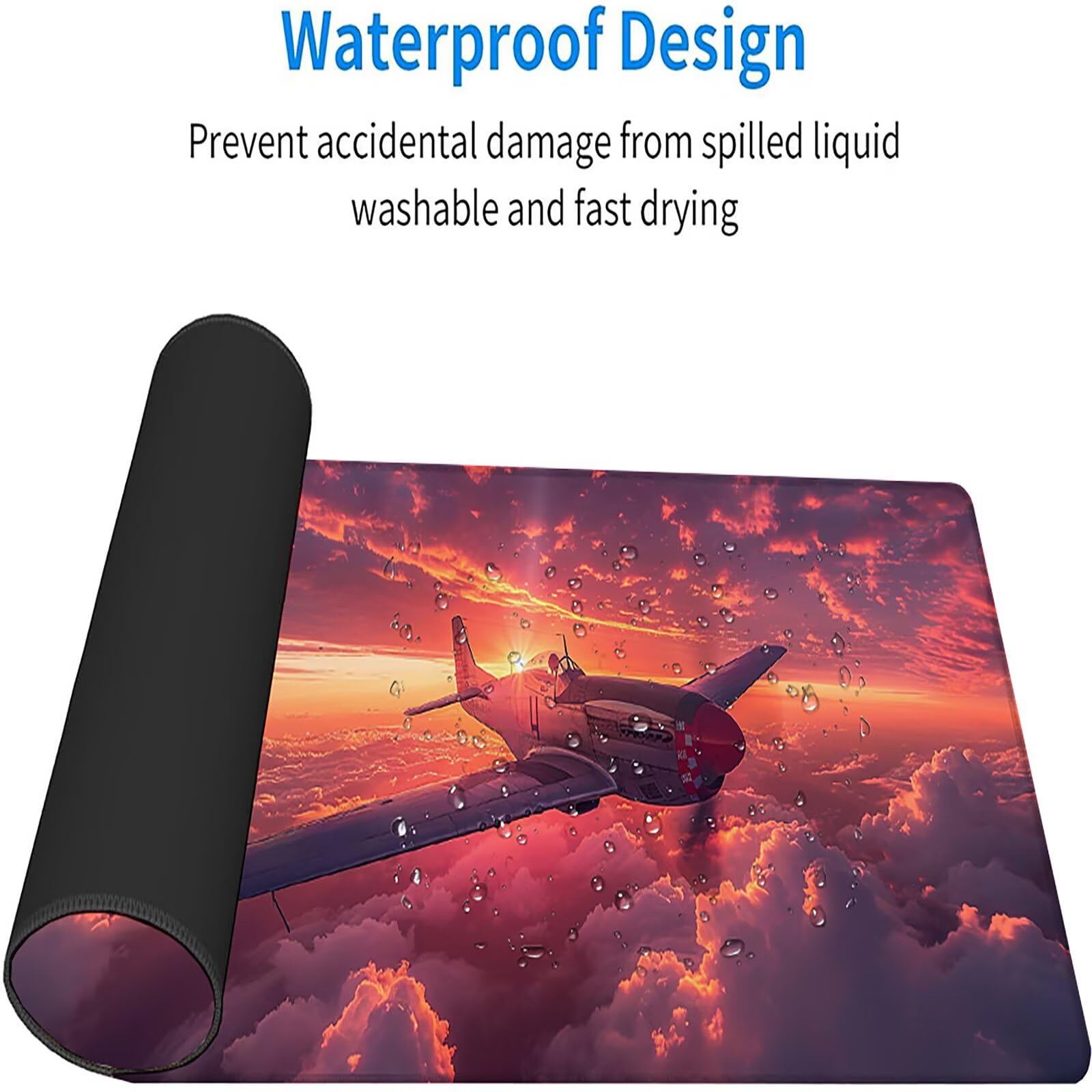 Tappetino Mouse XXL 1200x600x3mm, Tappetino mouse Rosa, Gaming Mouse Pad Migliora Precisione e Velocità, Mousepad con Base in Gomma Antiscivolo, Accessori Scrivania e Accessori Gaming, Aereo U-3385