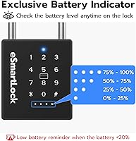 Vista 8 de eLinkSmart Candado inteligente resistente con llave, bloqueo de almohadilla con teclado de código, resistente a la intemperie, Bluetooth RFID