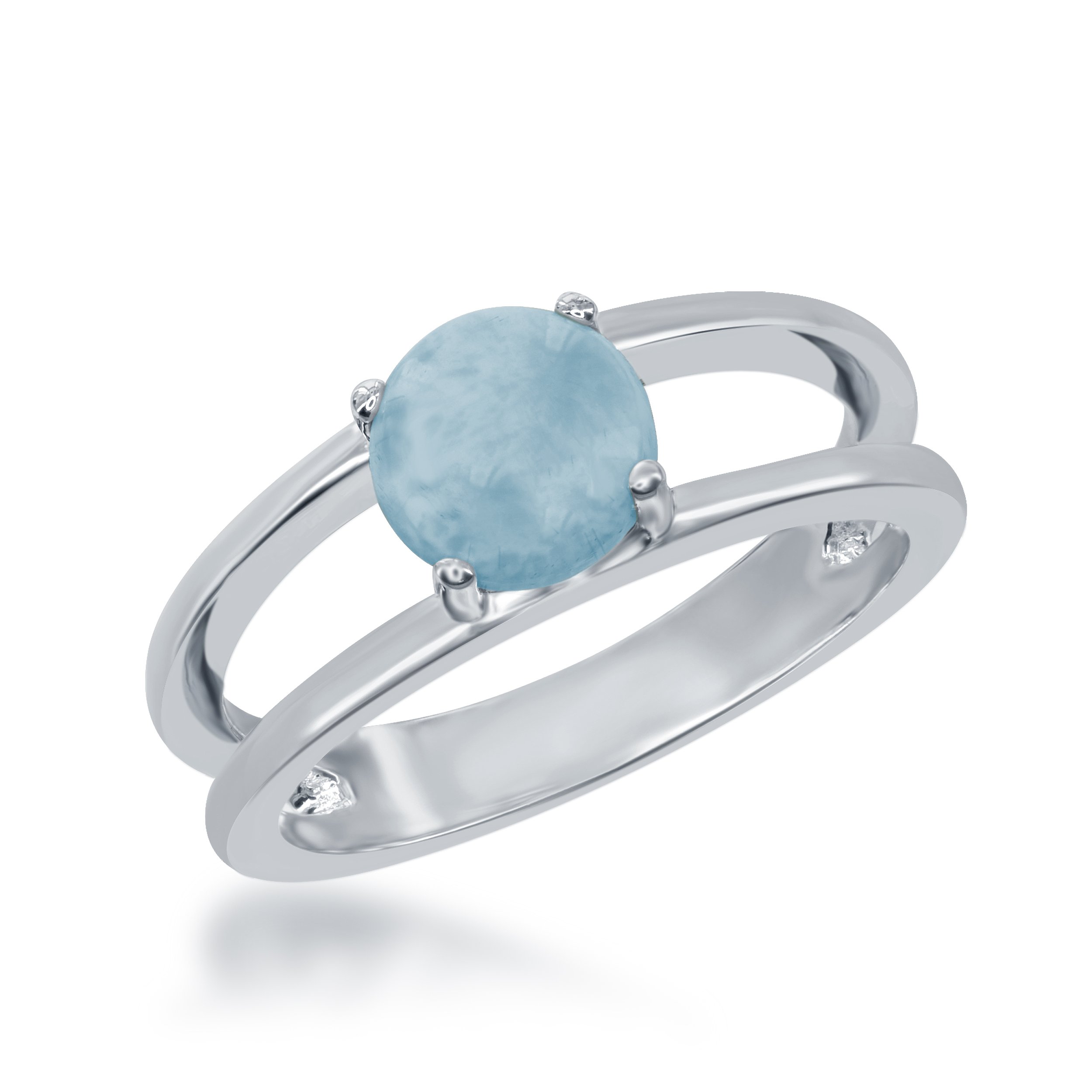 Beaux BijouxSterling Silver Prong-Set 7mm Larimar Ring
