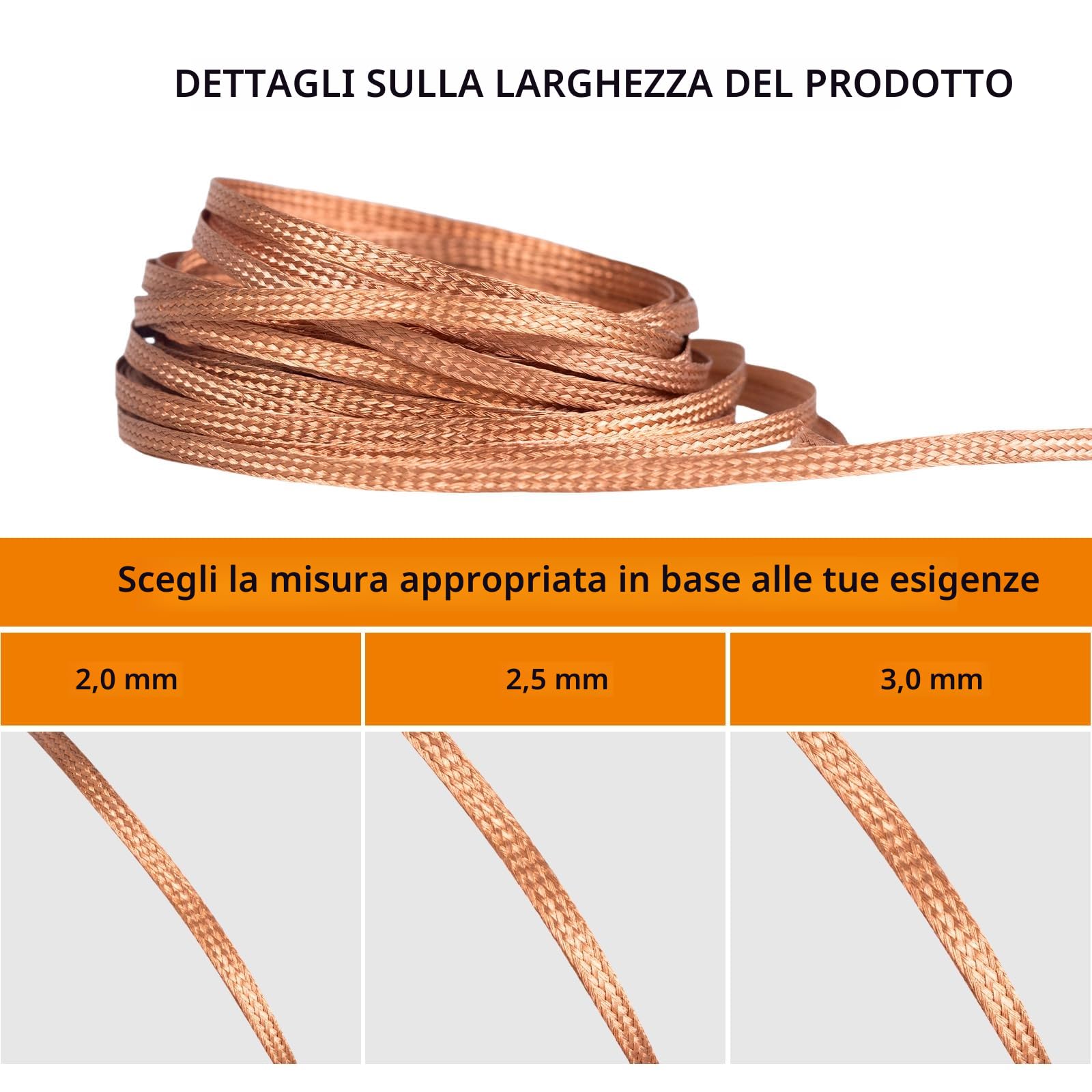TOWOT strumento di rimozione dello stoppino per saldare, Treccia di stoppino per saldare (rotolo di filo) e smontaggio di componenti elettrici (2,0mm, 3.0m).