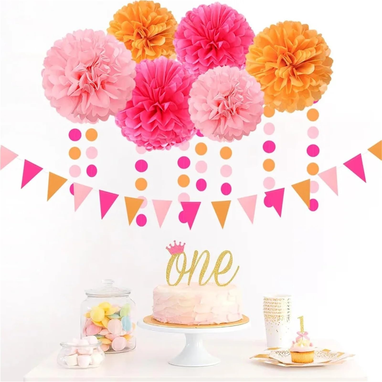 Pon Pon Di Carta Decorazioni for Feste Autunnali Da 23 Pezzi: Pon Pon In Tessuto, Stelle Filanti, Striscione Con Ghirlanda Di Nappe for Matrimonio