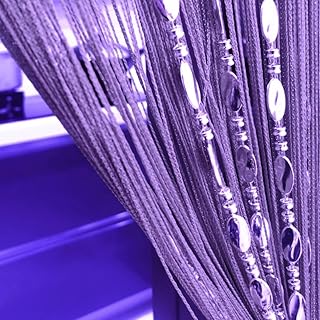 ave split 100cmX200cm Decorative Door String Curtain Beads Wall Panel Fringe Window Room Divider Blind for Wedding Coffee House Restaurant Parts Door Divider Beads Tassel Screen Decoration (purple25) - Buy now