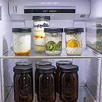 Vista 6 de Paquete de 9 tapas negras de boca ancha para tarros Mason con anillos de silicona, tapas de plástico para frascos Mason, tapas de conservas