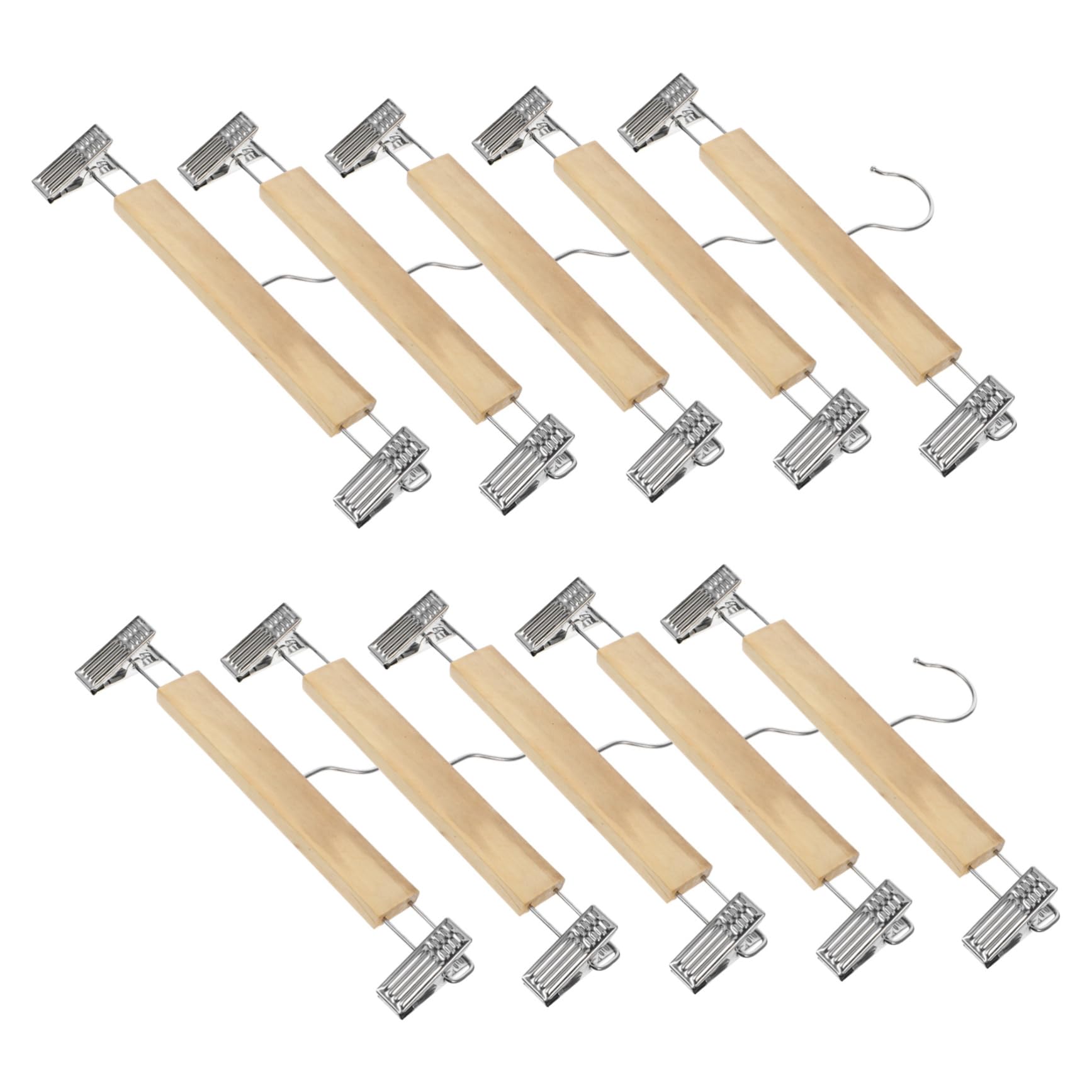 MUCKLILY 10pcs Pants Rack Clothes Rack Cloth Hanger Wooden Skirt Hangers with Clips Wooden Pants Hangers with Clips Wood Pants Hangers Wooden Pant Hangers with Clips Stainless Steel