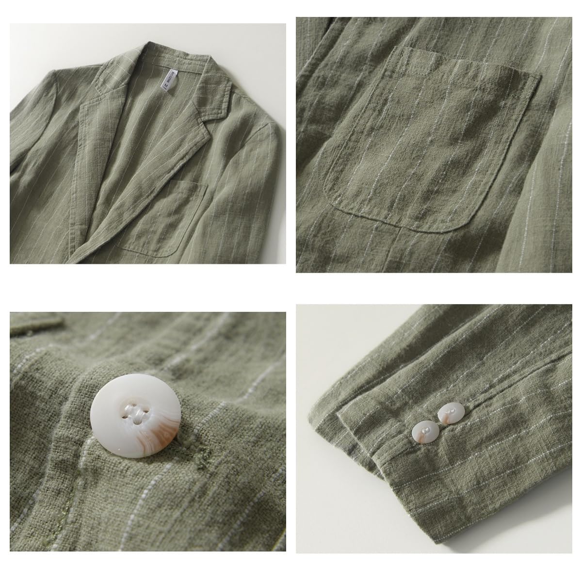 Generico Blazer da Uomo in Lino, Casual Estivo, Sportivo, Leggero, Traspirante, A Righe, Casual, con Revers A Tacca, Due Bottoni, Giacca da Completo per Matrimoni, Affari, Vacanze, Viaggi.