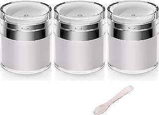 Airless Pump Jars,Moisturizer Pump Dispenser, Acrylic moisturizer Container with Pump, New Empty Airless Cosmetic Container for Thick Moisturizer, Skincare Cream, Travel Lotion Container 3 pack