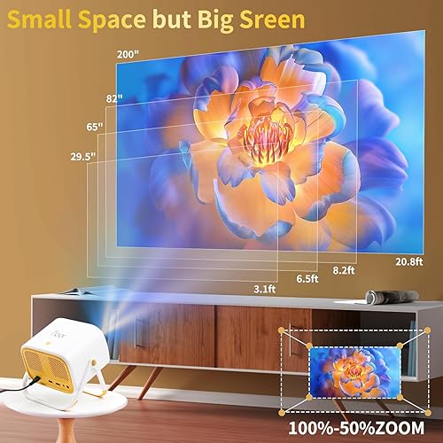 Miniatura 7 de Foco eléctrico y soporte ajustable de 360, proyector de teléfono 1080P con WiFi y Bluetooth bidireccional, proyector de techo MEER 2025 con soporte