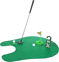 FunX Coffret cadeau de golf de toilette - Mini cadeau amusant pour homme pour la salle de bain avec tapis de putting - 7 pièces