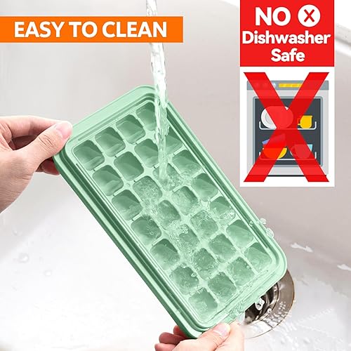 Miniatura 14 de Longzon Bandeja para cubitos de hielo con tapa y contenedor, 56 bandejas para cubitos de hielo para congelador, molde para cubitos de hielo, moldes