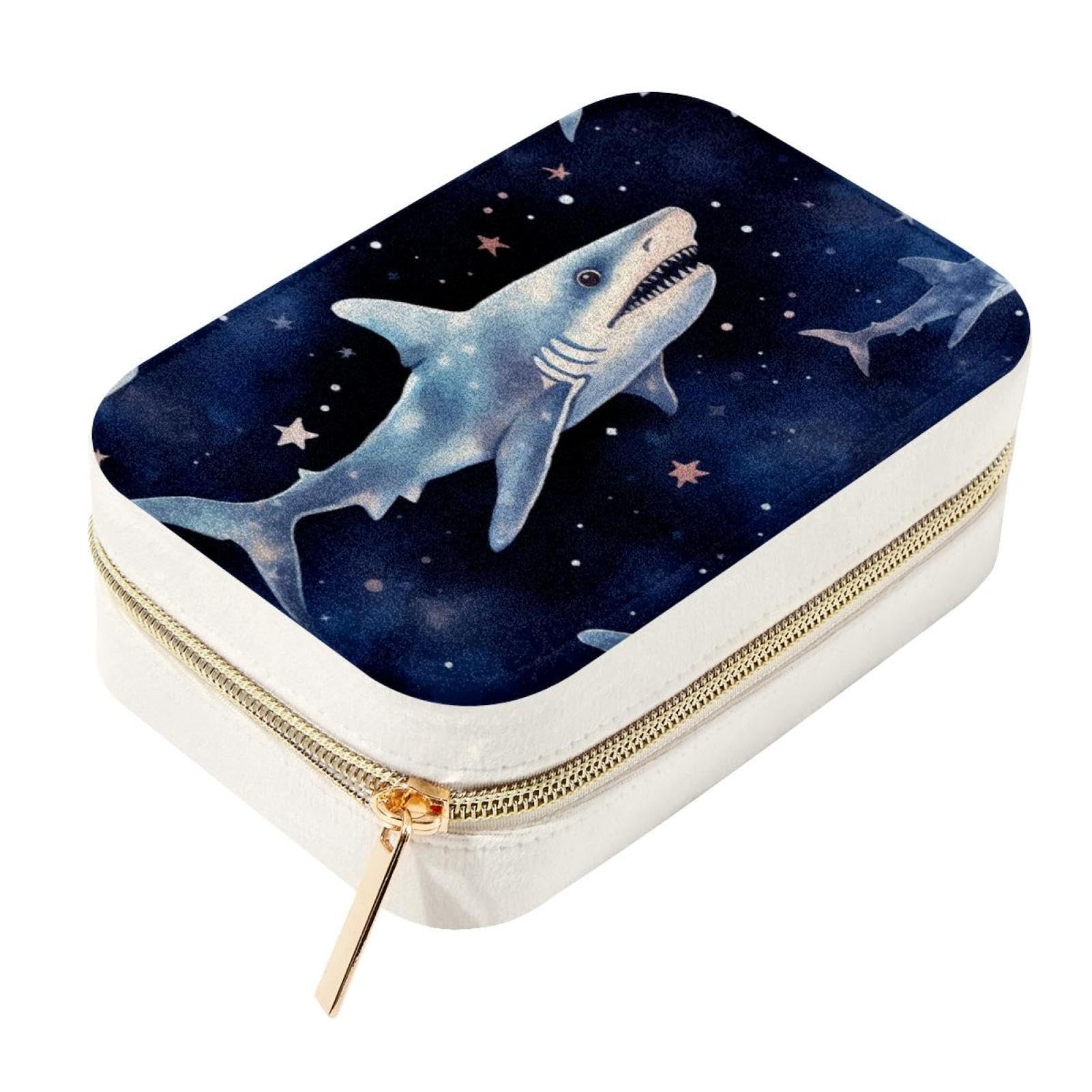 Boîte à bijoux de voyage requin étoilé, le support idéal pour partir en week-end