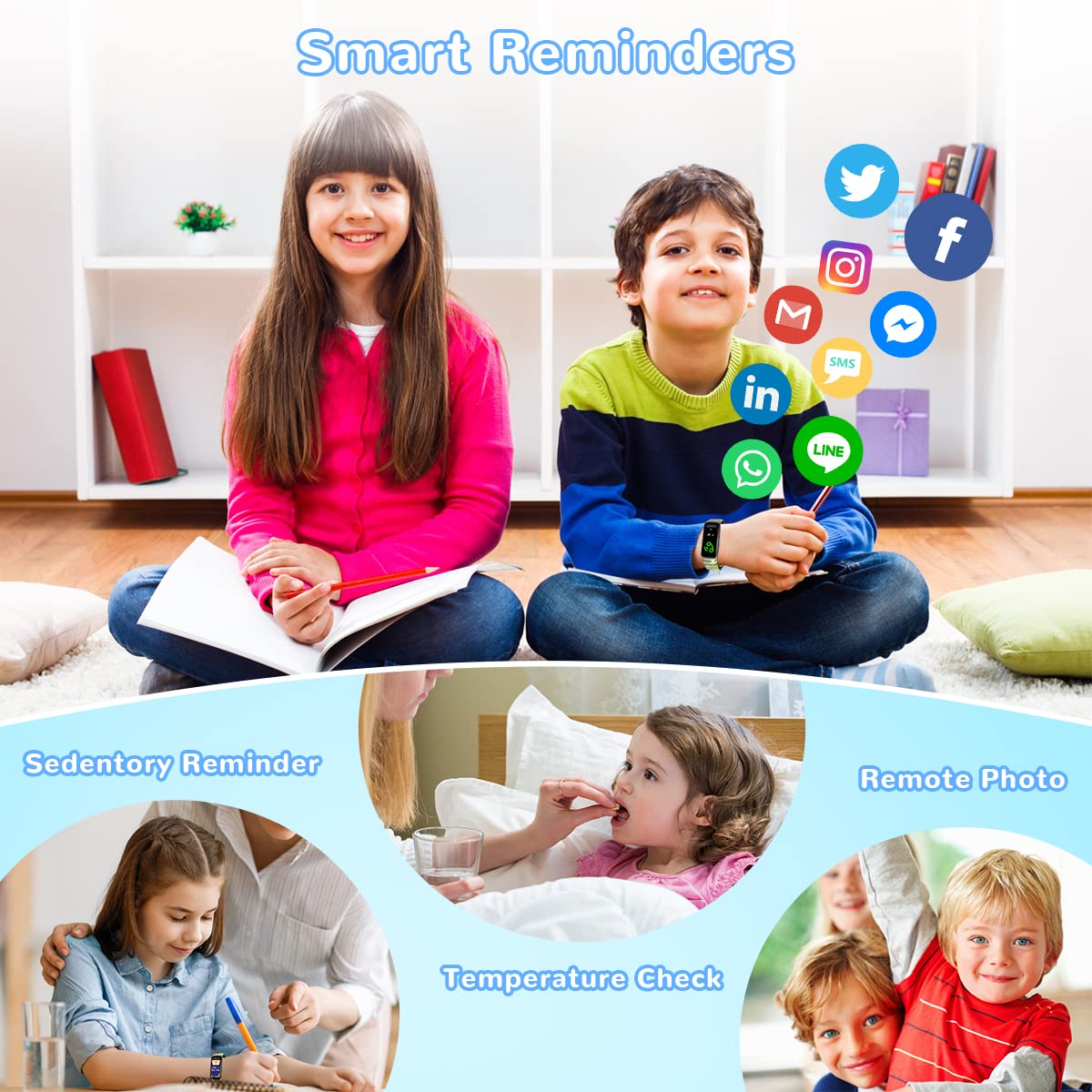 Smartwatch Fitness Orologio Bambini Digitale: Bambino Bambina IP68 Impermeabile Bluetooth Smart Watch Cardiofrequenzimetro da Polso Tracker Contapassi Conta Calorie nuotare sportivo per iOS Android