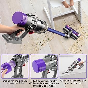 Dyson ile uyumlu V10 HEPA Filtre Seti - Yıkanabilir ve Yeniden Kullanılabilir Yüksek Verimli Süpürge Filtresi