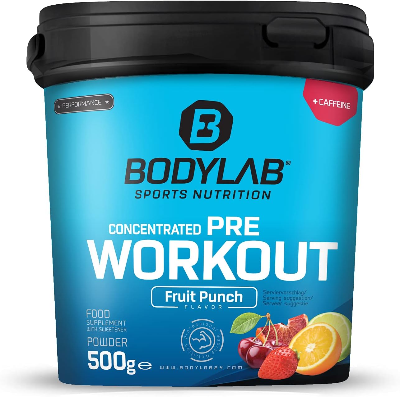 Bodylab24 Concentrated PreWorkout Booster Fruchtmix 500g, Energy