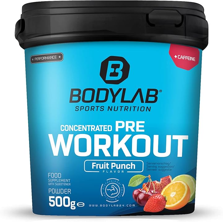 Bodylab24 Preworkout booster di energia con creatina beta-alanina arginina niacina e caffeina