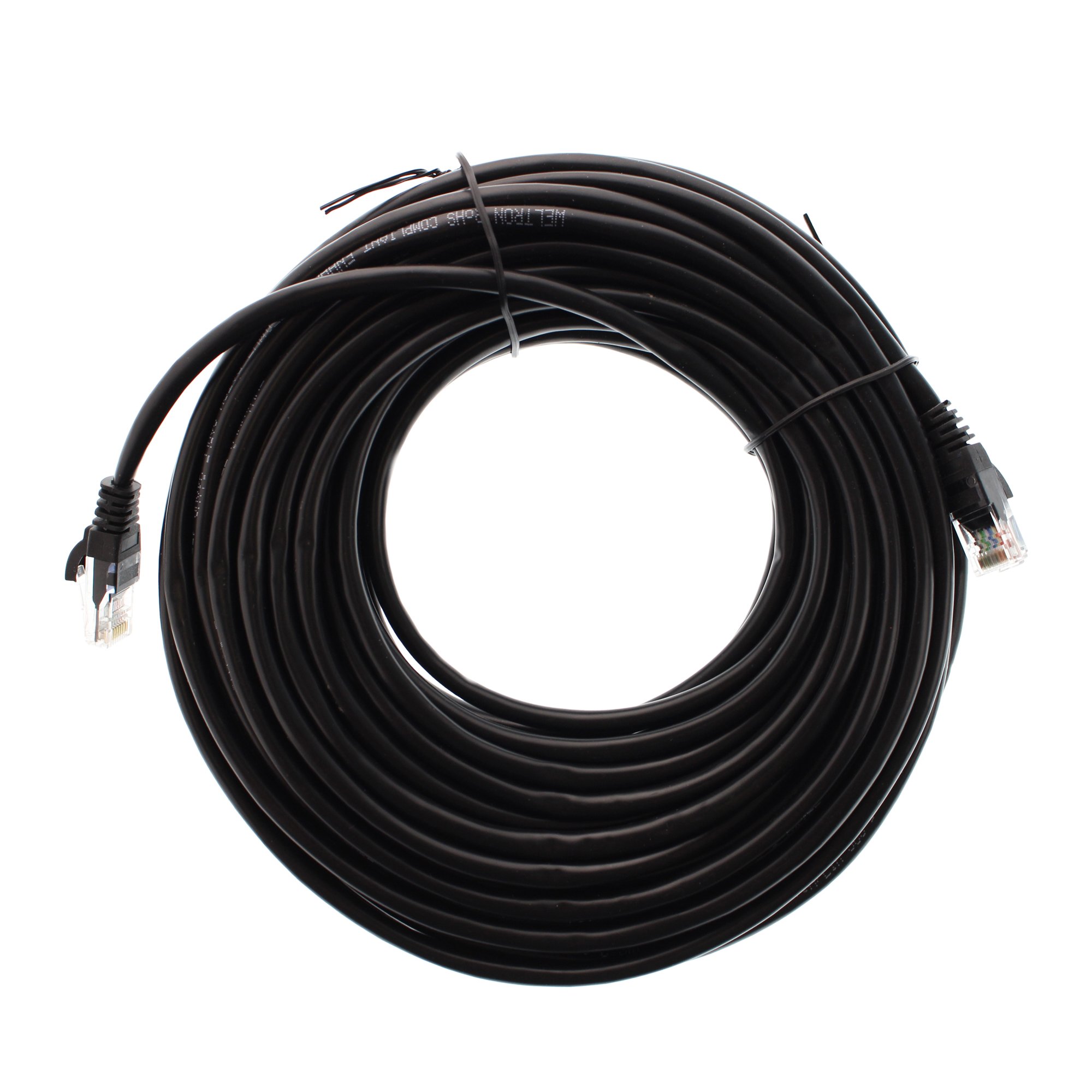 WELTRON90-C5EB-50BK Category 5E Patch-Cord w/Boots, Black, Cat5e, 50-Feet