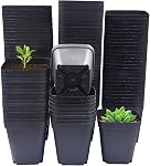 RooTrimmer Square Nursery Pots 3.54Inches 90 Pcs Seedling Flower Post Plastic Thick Seed Start Germination for Plant Propagation,Sturdy Suit for 1020 Trays(Black,3.54Inches,90Pcs)