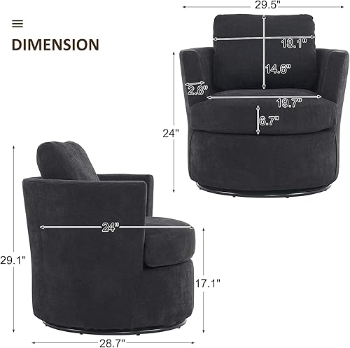 Miniatura 2 de Silla giratoria decorativa, silla giratoria de barril de 360, cómodo sillón con respaldo para sala de estar, dormitorio, oficina, lectura, sofá