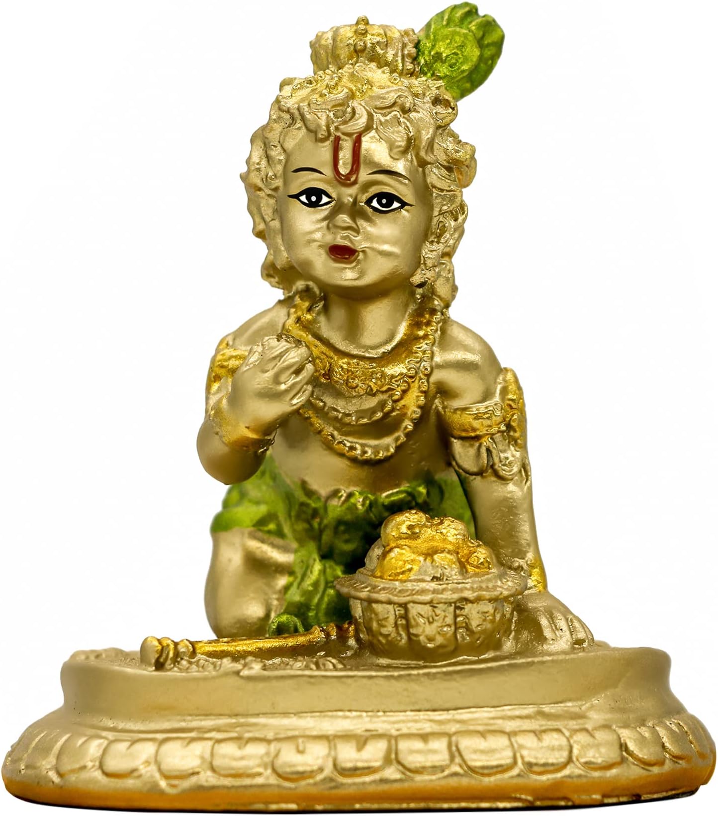 Hindu God Baby Krishna Idol - 3.7"H Indian Baby Krishna Statue Home Office Mandir Temple Pooja Item Diwali Gifts for Friends Puja Gifts for Man Woman