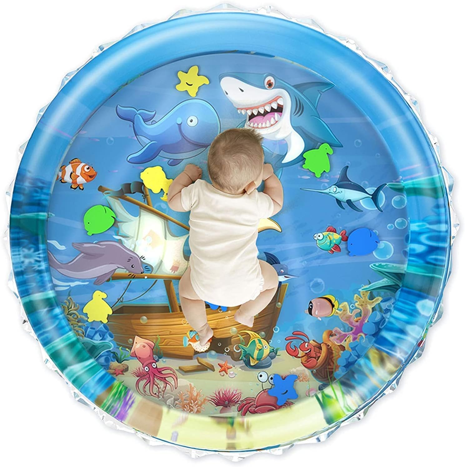 TORMUND Baby Kids Water Play Mat Toys Inflatable Tummy Time Water Play Mat and Toddlers Perfect Fun Activity Inflatable Mat, Outdoor Water Play Mat for Baby (Blue)