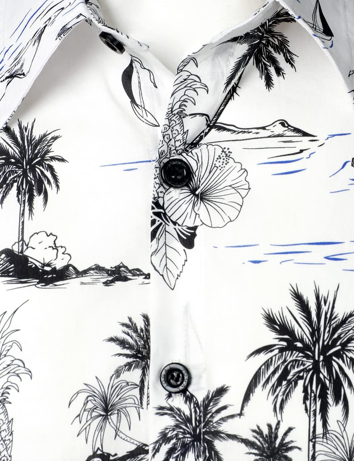 JOGAL Men's Flower Cotton Button Down Short Sleeve Hawaiian Shirt - Image 4