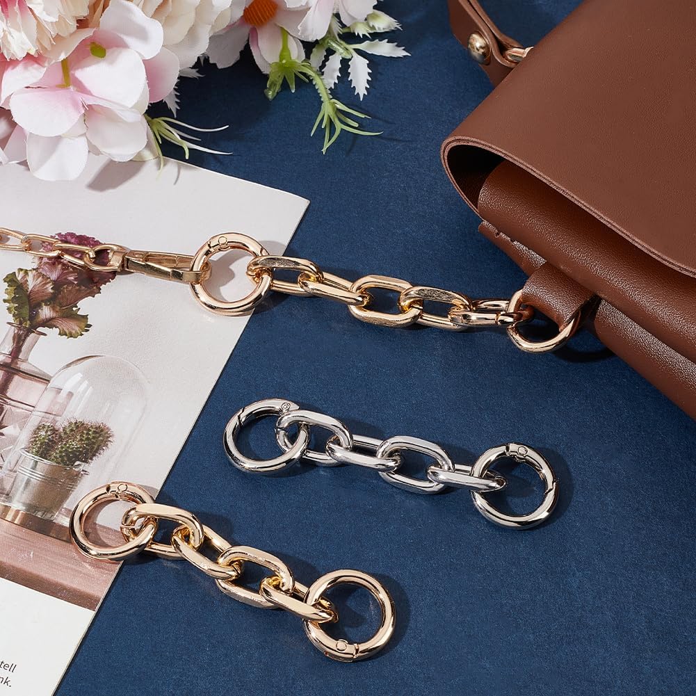 Beebeecraft 1 Box 4Pcs Metal Purse Chain Strap Extender 3.8" Long Alloy Gold Silver Shoulder Bag Strap Replacement Extension Chain Charms with Buckle for Clutch Mini Bag Handbag Supplies Accessories