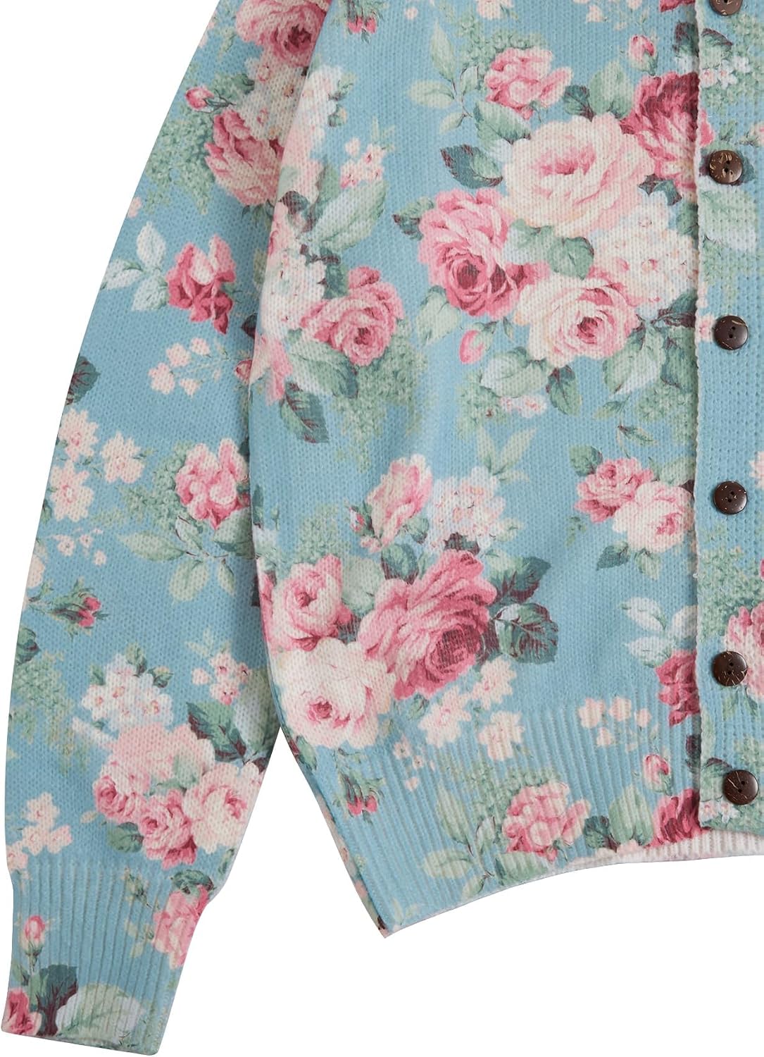 Women's Floral Print Cardigan Sweater Long Sleeve Lightweight Button Up Open Front Knit Fall Spring Boho Chic Loose Fit Top