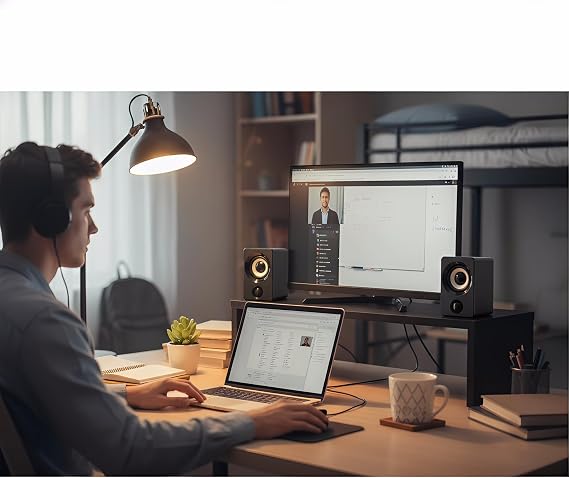 USB Powered Computer Speakers, 2.0 Stereo Desktop Speakers with 3.5mm Aux-in & Volume Control, Compact Wired PC Speakers for Laptop, Desktop, Monitor, Gaming, Office