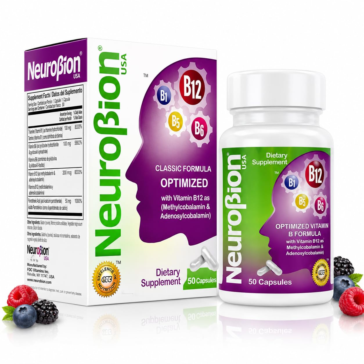 Neurobion Optimized Classic Formula B12 Methylcobalamin Dietary Supplement 50 Capsules