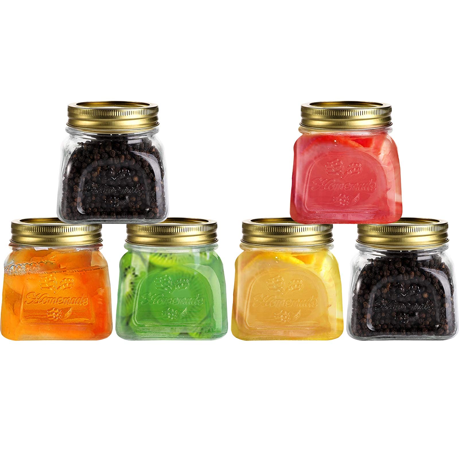 Paquete de 12 tarros herméticos de 10 onzas con tapas de metal dorado, pequeños frascos de vidrio para enlatar, gelatina, miel, preparación de comidas, mermelada, especias, recuerdos de ducha 8