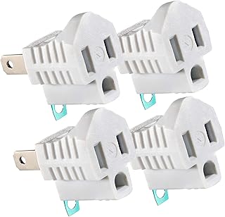 2 Prong to 3 Prong Outlet Adapter, Polarized Grounding Converter ETL Two Prong to Three prongs Outlets 4 Pack White ETL Listed