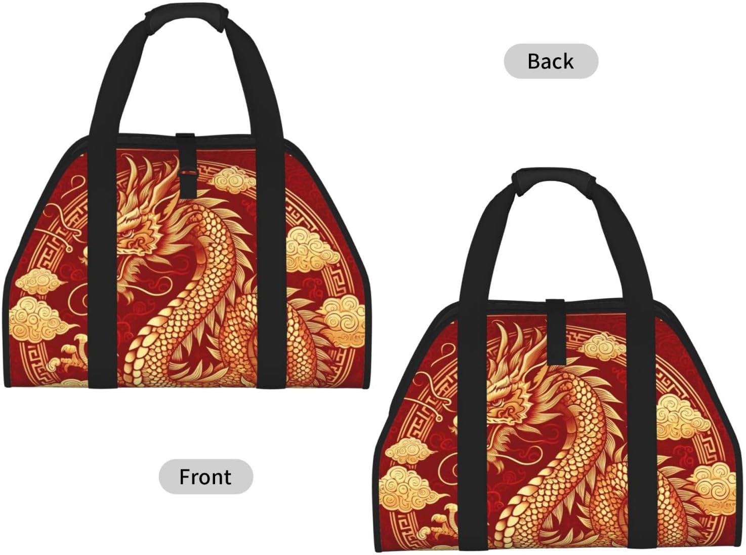 Augenstern Large Asian-Dragon-Fire-Golden Firewood Carrier Bag, 600d Oxford Cloth Log Tote with Reinforced Handles, Open-End Wood Hauling Bag for Fireplace, Wood Stove, Camping and Outdoor Storage image 2