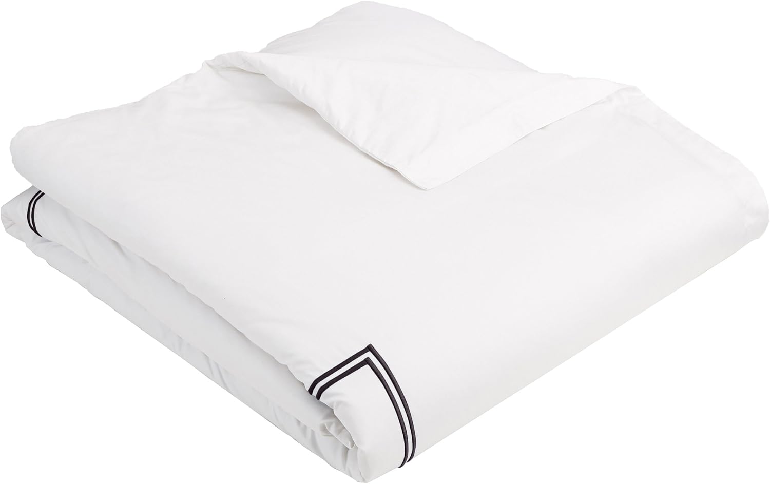 Amazon Brand – Pinzon 400-Thread-Count Hotel Stitch Duvet Cover - Full/Queen, Black Stripes