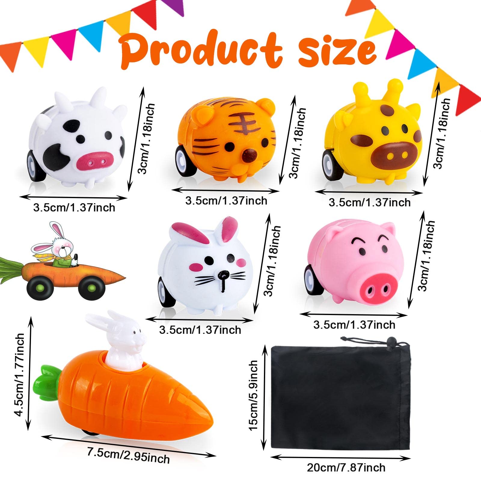 Set Di Macchinine A Trazione Per Bambini: 10 Pezzi Con Animaletti Di Pasqua - Giocattoli Educativi In ABS - 2