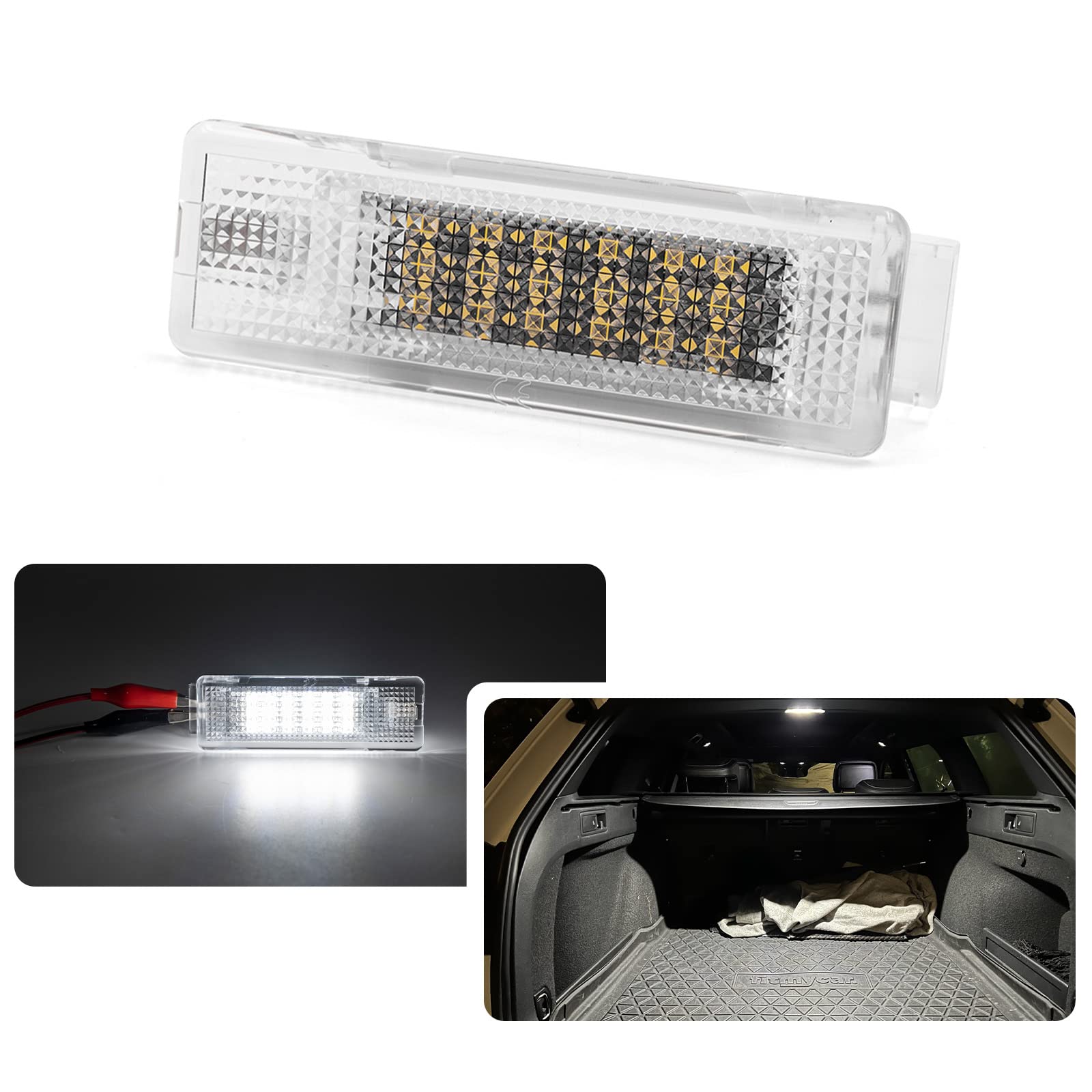 AUTOXBERT 2 Luci LED Per Bagagliaio Compatibili Con VW Passat B6 B7 B8, Golf, Tiguan, Touran - 18 SMD, Bianco Xenon