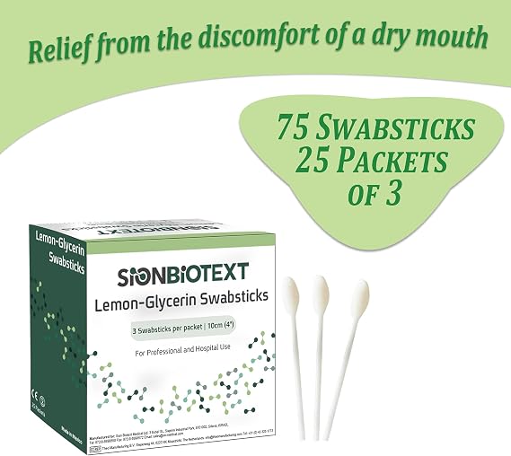 Lemon-Glycerin Swabsticks Gently Soothes Minor Soreness & Mouth Irritation, Refreshes Dry Mouth. Moistened Swabs with Lemon Flavored 1 Box of 75 Lemon Glycerin Swabsticks