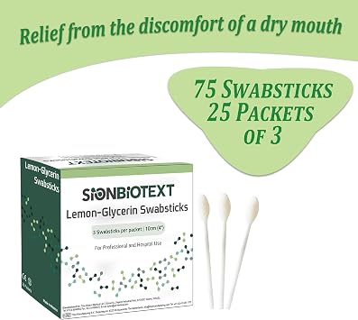 Lemon-Glycerin Swabsticks Gently Soothes Minor Soreness & Mouth Irritation, Refreshes Dry Mouth. Moistened Swabs with Lemon Flavored 1 Box of 75 Lemon Glycerin Swabsticks